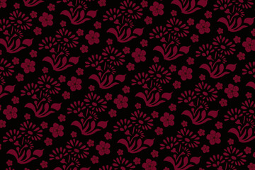 seamless pattern with red flowers