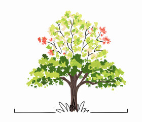 Obraz premium Hand-drawn illustration of a colorful tree