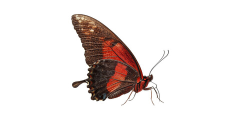 Naklejka premium Red And Black Butterfly. Symbol Of Transformation And Beauty In Nature Isolated On Transparent Background