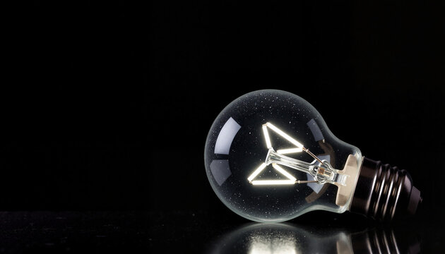 Futuristic light bulb with abstract patterns on dark background, minimalism