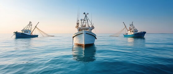 Fishing boats on calm water