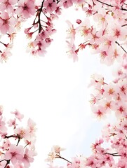 Elegant Cherry Blossom and Lace Background - Spring Floral Frame