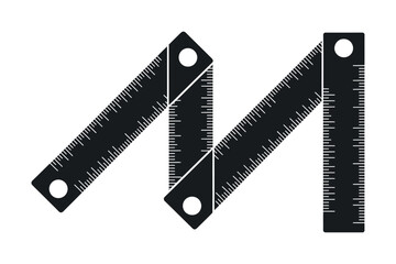 Black and White Illustration of a Folded Measuring Ruler for Precise Measurements