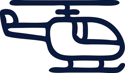 Helicopter line art vector icon,  flat vector design isolated on white.