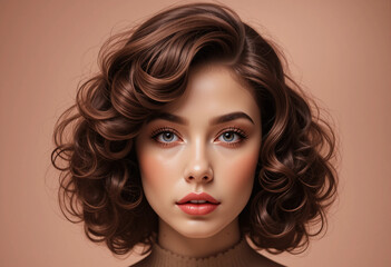 Fototapeta premium A woman with brown hair and a short haircut