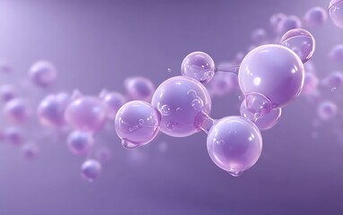 Digital molecule schematic softly dissolving near center bottom on muted lavender solid backdrop with ample copy space,
