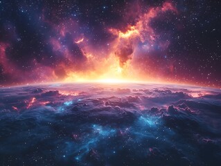 Fototapeta premium Breathtaking cosmic dance of aurora around the Earth