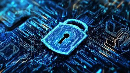 Cybersecurity: Digital Lock on Circuit Board - Powered by Adobe
