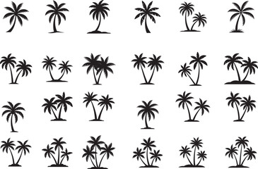Tropical Palm Tree Silhouette Vector Pack