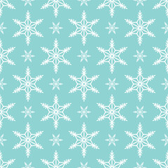Snowflakes seamless pattern, hand drawn vector line illustration. Graphic outline doodle drawing. Christmas and New Year background for winter designs, gift wrapping, packaging, textile, wallpaper.
