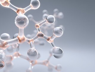 Minimal molecule lattice with semi-transparent texture positioned in top-left corner on solid soft gray background,