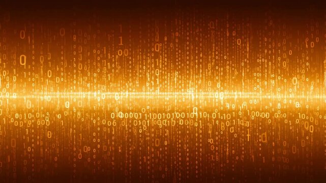 Binary Numbers Animation &ndash; Digital Data Stream in Blue Tech Style 4K