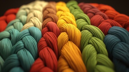 A pile of colorful yarn balls.