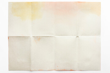 Blank sheet of paper folded in eight, isolated on white