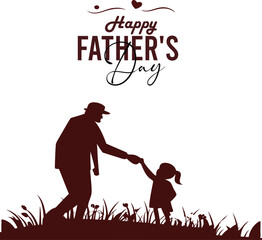 Happy Fathers Day Greeting  style silhouette 