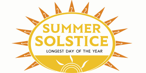 Summer solstice celebration graphic featuring sunburst design and longest day of the year text