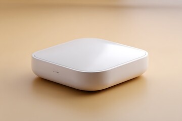 Wireless EEG sensor pad isolated on studio beige background with elegant spacing,