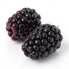 Single Juicy Blackberry on White Background