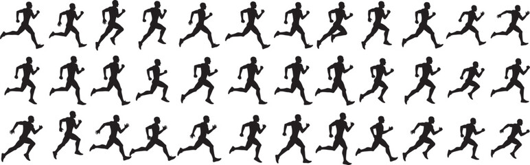 Runner silhouette vector art running marathon sprint race athlete jogging fitness exercise sport competition 100m