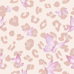 Pink butterflies with pastel accents form a seamless, soft pattern ideal for elegant textiles