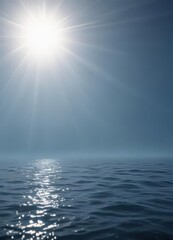 Obraz premium Deep ocean, hazy blue above, sunlight dappled, underwater, color