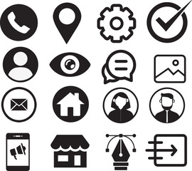 A comprehensive vector icon set for web and mobile application design, featuring essential business and internet symbols like home, search, and mail arrows