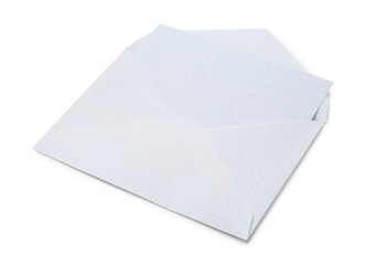 Blank greeting card in paper envelope on white background