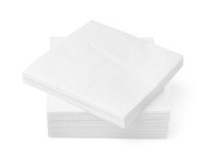 Stack of disposable paper handkerchiefs isolated on white