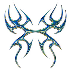 Metallic Tribal Shape – 3D Render on Transparent Background