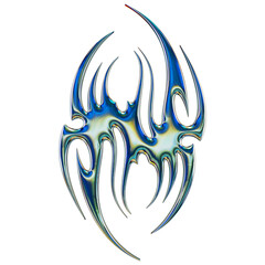 Metallic Tribal Shape – 3D Render on Transparent Background