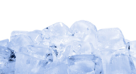 Cubes of clear ice on white background