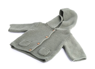 Grey wool baby sweater isolated on white