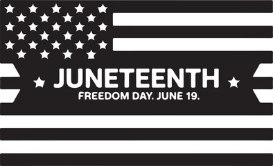 Juneteenth freedom day celebration design incorporating the american flag elements with bold typography celebrating june 19th historical holiday commemoration