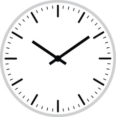 Minimalist Wall Clock Vector Illustration with Simple Circular Design and Black Hands on Transparent Background for Home, Office, and Time Management Concepts