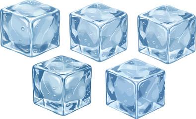 Realistic Crystal Clear Ice Cube Vector Illustration with Reflections and Smooth Edges on Transparent Background for Drink and Food Designs