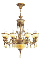 Isolated Antique Golden Chandelier