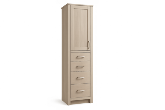 Tall wooden cabinet with drawers on transparent background - Powered by Adobe