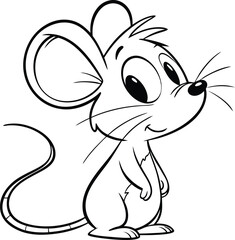 coloring page of funny cartoon mouse
