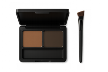 Eyebrow makeup palette and brush on transparent background