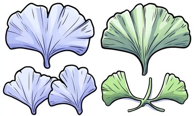 Ginkgo Biloba leaves illustration, botanical art,  white background, health supplement