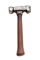 Isolated Old Rustic Hammer with Wooden Handle