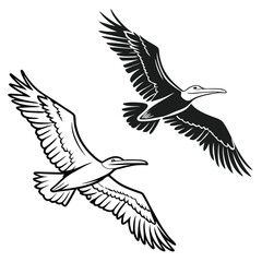 Obraz premium Minimal Bird Silhouette Icons Set with Black and Pastel Fill Vector