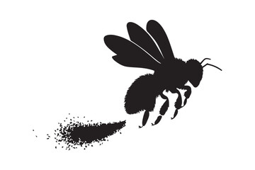 Flying Bee Silhouette with Particle Trail High Contrast Vector Art