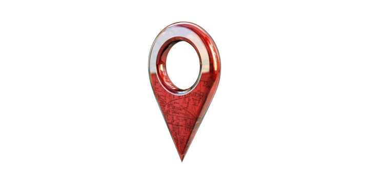 Red Map Pin Icon With. Symbolizes Location, Navigation, And Gps Technology Isolated On Transparent Background