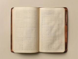 Old damaged notebook with grid pages