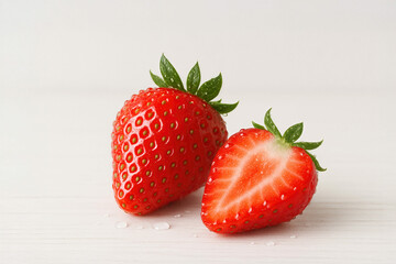 Fresh juicy strawberries with leaves. Strawberry.