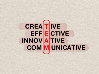concept word team, crossword written on wooden stick, business team concept with copy space