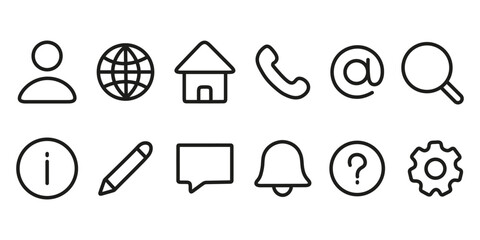 Set of contact us icons. Web icon set. Contact information icons for business cards