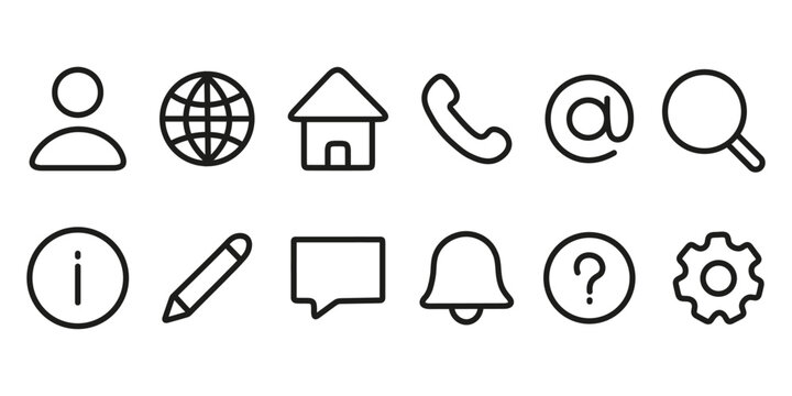 Set of contact us icons. Web icon set. Contact information icons for business cards