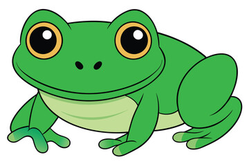 Cartoon Green Tree Frog Illustration with Large Eyes and Friendly Smile Graphic Art
